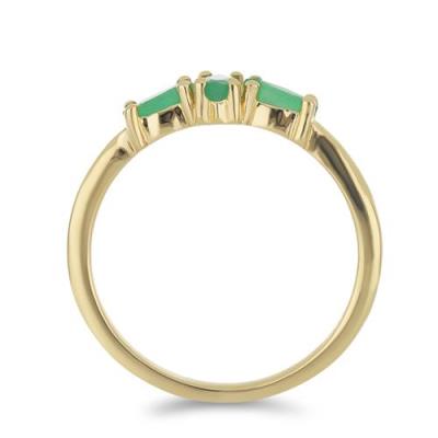 BUY 925 SILVER WITH EMERALD TRANSPARENT GEMSTONE THREE STONES RING